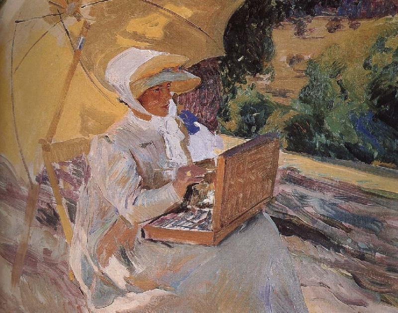 Joaquin Sorolla Maria Pardo sketching in